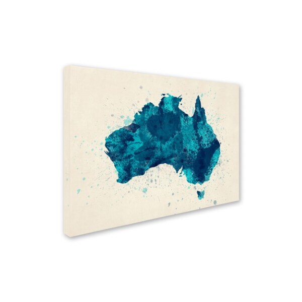 Michael Tompsett 'Australia Paint Splashes Map 2' Canvas Art,14x19